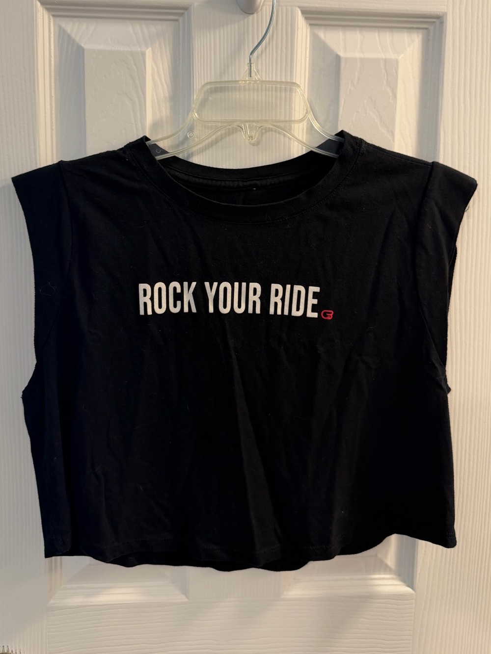 Cyclebar rock your ride cropped black muscle tank, size M (women’s)